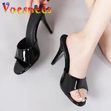 2023 New Women Nude Color Slippers Mule High Heels Slippers Sandals Sexy Daily 9cm Beige Pointed Toe Slides Party