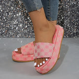 Women Platform Slippers 2024 Summer Slides Women Shoes Designer Flat Sandals Outdoor Floral Sandals Ladies Beach Shoes