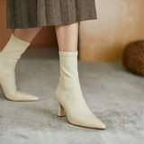 Boots Women's High Heels Autumn and Winter 2023 New Thin Heel Temperament Zipper Pointed Elastic Slim Boots