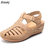 Summer Leather Vintage Sandals Buckle Casual Sewing Women Shoes Female Ladies Platform Retro Sandalias Plus