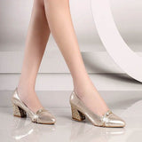 Women Fashion Sweet High Quality Golden Slip on Pumps for Party Lady Classic Silver Shoes Zapato Tacon Alto Shallow