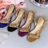 New Bohemian Fashion Diamond Sandals Summer Leather Flat Sandals Non-Slip Crystal