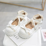 buckle red white Sweet Bow Buckle Strap Mary Jane Shoes Woman Patchwork Lace Low Heel Pumps Women Pink Lolita Shoes