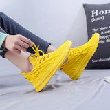 Fashion Spring Female Sneakers Women Shoes Korean Mesh Yellow Ladies Shoes Woman Lace Up Red Black Casual Shoes