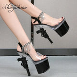 Women Shoes 2023 Luxury Brand Wedding Dress 2023 Bride Shoes Platform Sandals Super High Heels Transparent Heels Sexy