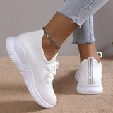 Lace Up White Sneakers for Women 2023 Autumn Breathable Knitting Sports Shoes Woman Non-Slip Soft Bottom Socks