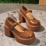Super High Heels Mary Jane Shoes Women Plus Size Ankle Buckle Platform Pumps Woman Round Toe Chunky Heeled Lolita