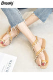 Womens Shoes 2023 Flat Sandals Suit Female Beige Flip Flops Platform Summer Heels Large Size Luxury New Without Black
