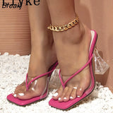 Transparent Slippers For Women 2023 Summer Fashion Clip Open Toe PVC Jelly Sandals Clear Heels Size 42 Female Shoes