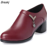 Autumn New Shoes Women OL Pumps Spring Mid Heels Offical Comfortable Soft Leather Shoes Size