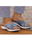 Women Wedge Sandals 2024 Open Toe Retro Thick Sole Slope Heel Slippers for Women Beach Comfortable Women's Casual