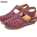 Women's Sandals Summer Ladies Girls Comfortable Ankle Hollow Round Toe Sandals Female Soft Beach Sole Shoes Plus Size 2023