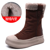 Breakj Cowhide Lamb Wool Snow Boots Winter New Maillard Warm And Velvet Boots Thick Bottom