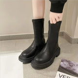 Women Thigh High Boots Women Casual Plush Knee Boots Brand Designer Zip Ladies Leather Long Boots White Mujer Shoes