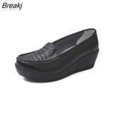 Women Wedge Platform Shoes Fashion Comfortable Increase Casual Slip-on Women's Loafers Summer Hollow Out Breathable
