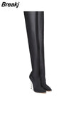 Women Sexy Over The Knee Boots Woman Pointed Toe Thin Heels Elastic Fabric Botas Mujer Autumn Winter Party Long