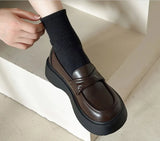 Leather Shoes Women's English Style Shoes 2024 New Summer Retro Flat-Soled Love Shoes Black One-Footed Women's
