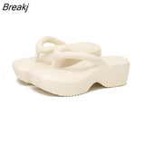 2023 New Platform Casual Slippers for Women Summer Korean Wedge Sandals Trend Clip Toe Flip Flops Casual Beach