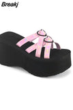 Brand New Gothic Style Vampire Cosplay Platform Wedges Woman Shoes Sandals 2023 Summer Women Shoes Slipper