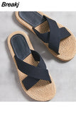New Slippers Summer Cross Drag Fashion Hemp Rope Outer Wear Slippers Casual Sandal and Slippers Casual Mixed Color