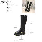 Woman Platform Waterproof Winter PU Leather Non-slip Knee High Brand Casual Women Chunky Long Black Boots