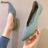 JIU MOUNTAIN 2021 Women's Shoes Autumn Single Shoes Fashion Knitted Pointed Shoes Flat Bottom Comfortable Plus Size