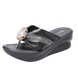 Women Summer Slippers Ladies Glitter PU Wedges Shoes Female Casual Slingbacks Sandals Comfortable Platform