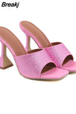 Heeled Women Slippers 2023 New Fashion Brand Wine Glass And Sandals European Style Crystal Heel Sandals Slipper