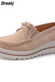 Women Flats Shoes Platform Sneakers Slip On Flats Leather Suede Ladies Loafers Moccasins Casual Shoes Women