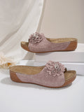 Breakj Slippers Women 25 New Slope And Exposed Toe Wearing Flower-Shaped