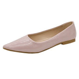Women Pointed Toe Patent Leather Yellow Wine Red Lady Fashion Flats Candy Color Flat Sole Flat Heel Shoes Large Size 43