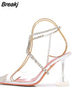 Chain Cross-tied Sandals Woman Summer 2023 Transparent Shoes High Heels Pumps For Women Clear Slingback Wedding