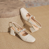 Breakj New Autumn / Winter 2023 Fashionable Elegant Square Head Shallow Stitching In The Heel Thick Heel Casual Commuting Work