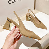 Summer New Pointed Solid Color Simple Shallow Mouth Comfortable Women's Outwear Back Strap Fashion Sandals
