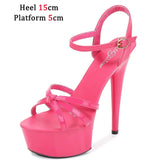 Stripper Heels Shoes For women Open Toe Sandals Girls Shoe for Party Club Women Sexy Show Sandals High Heels Red
