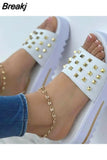 Size Women rivet Slippers Shoes Summer 2023 Comfort Platform Casual Slip Sport Beach Sandalias Chaussure