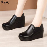 High Heel Women Shoes 2023 Women Leather Casual Shoes Breathable Fashion Waterproof Wedges Platform Shoes