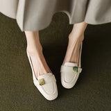 Breakj Retro Lady Commuter Metal Buckle Happy Shoes Women Spring / Summer 2023 Fashion New Thick Heel Single Shoes Small Leather
