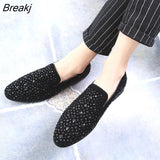 Men's Casual Shoes Bright Diamond Rhinestone Nightclub Hairdresser Leather Shoes Leisure Business Leather Wedding Party