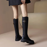 Mm Big Round Brown Knight Boots, Stretch Boots, Thick Legs, High Boots, Thick Soles, Long Boots, Large Size