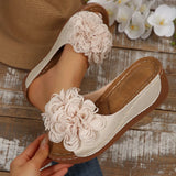 Breakj New Summer Women's Slope And Thick-Bottom Slippers Large-Size Wear With Flowers