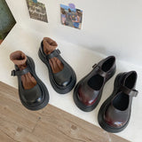 Jane Single Shoes Women's 2024 Thick Soles Internet Celebrities Korean Version Of The Retro College British Style Big Head Small Leather