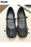 Style Elegant Rhinestone Bow Mary Jean Shoes 2023 Hot Satin Ballerinas Flats Single Shoes Bling Rhinestones Women