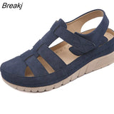 Hollow Sandals Women's Wedge Thick Bottom 2023 Summer New Round Toe Retro Roman Shoes Premium Orthopedics Women's