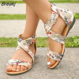 Women Sandals Summer Soft Bottom Fashion Ladies Beach Sandals Flat Print Open Toe Women's Footwear Rome