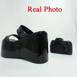 New Upgrade Great Quality 2023 Summer Platform Wedges Sandals Gothic Height Increasing High Heels Black Woman Shoes