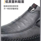 Leather Men Shoes Summer Slip on Loafers Breathable Men Casual Leather Soft Shoes Black Flats Driving Shoes