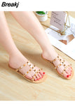 Rivet Crystal Jelly Slipper Shoes Women's Sandals Flat Bottom Slippers Summer Casual Beach Outdoot Female Ladies