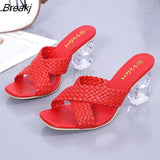 Women Cross Strap Summer Slides Shoes Ladies Mules Square Toe 2023 Indoor Ytmtloy House Zapatillas Casa