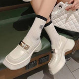 Women Shoes Square Toe Lolita Mary Janes Shoes 2023 Spring New Fashion Platform Oxford Shoes Casual PU Leather